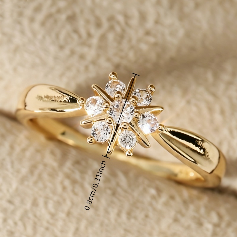 Women's Exquisite Flower Zirconia Ring, Elegant Design